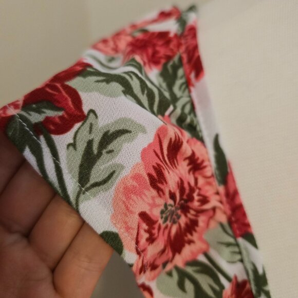 Floral Peplum Top Plus Size Red Pink White Stretchy Cute Ruffle Beach Sz XL - Picture 5 of 9